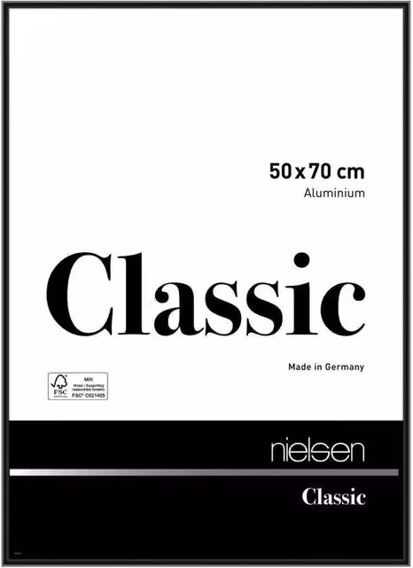 Nielsen Design Classic Single Picture Frame in Black with Glass and Metal Front, W: 50 cm, H: 70 cm