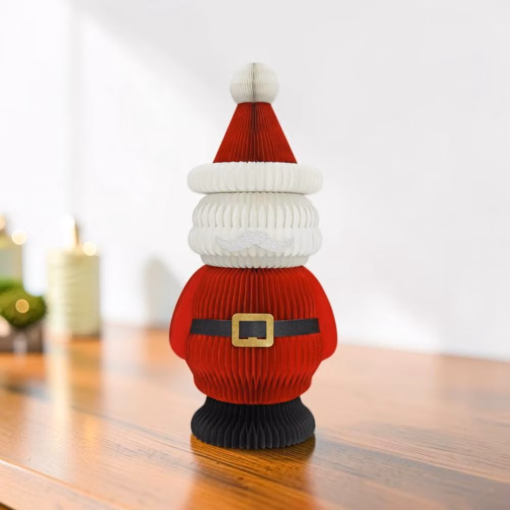 Four Candle Traditional Paper Santa Christmas Decoration, Red and Multicolour, Height: 100 cm – 2
