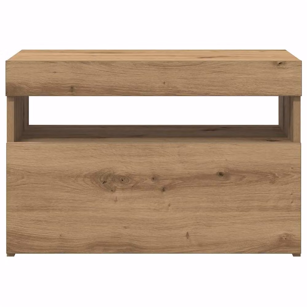 Berkfield Home Set of 2 Artisan Oak TV Cabinets with LED Lights in Light Tan – 3