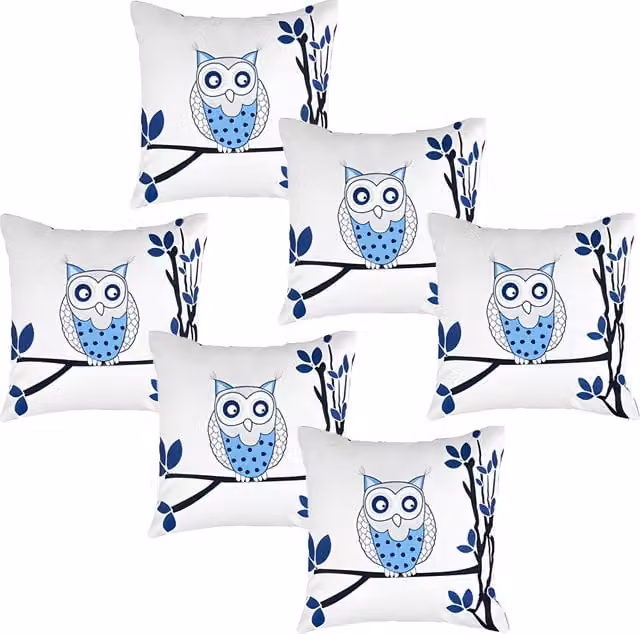 Gardenista Purple Floral Owl Printed Outdoor Square Scatter Cushion