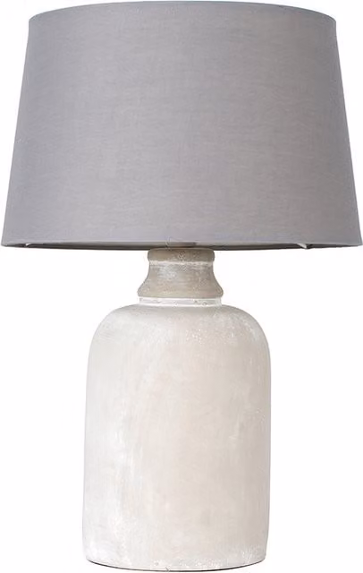 Taite Grey Cement Effect Table Lamp with Fabric Shade