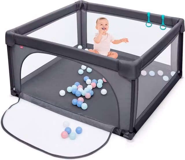 Costway Baby Playpen Kids Activity Center with 50 Ocean Balls, Grey
