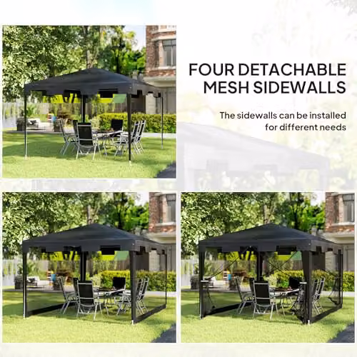 Outsunny Grey Hip Roof Garden Gazebo with Steel Frame, W: 295 cm, D: 255 cm, H: 295 cm – 4