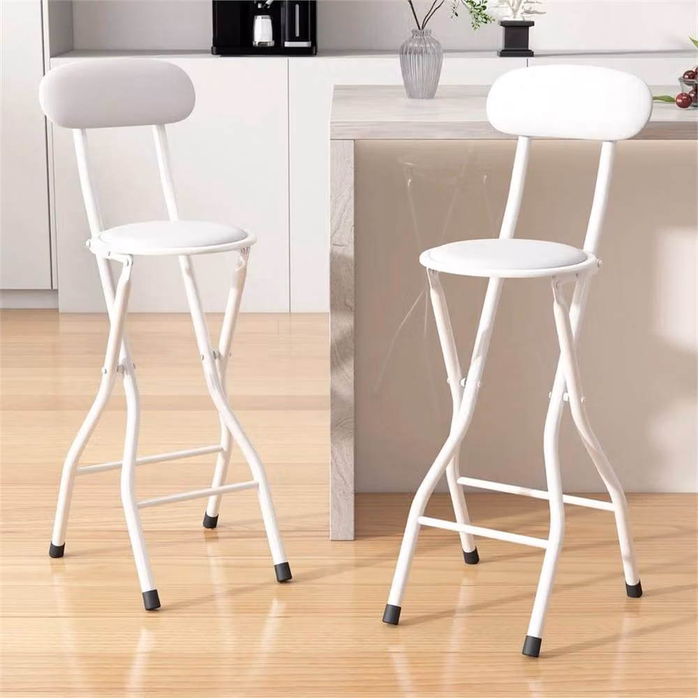 FORGEVIO White Faux Leather Foldable Stool – 2