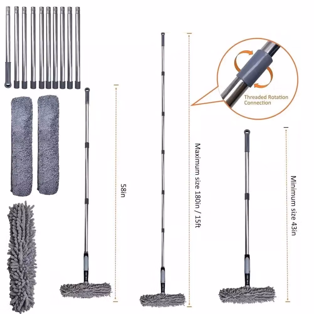 Hinsinc Telescopic Window Squeegee and Microfibre Glass Cleaner with Scraper, Grey – 2
