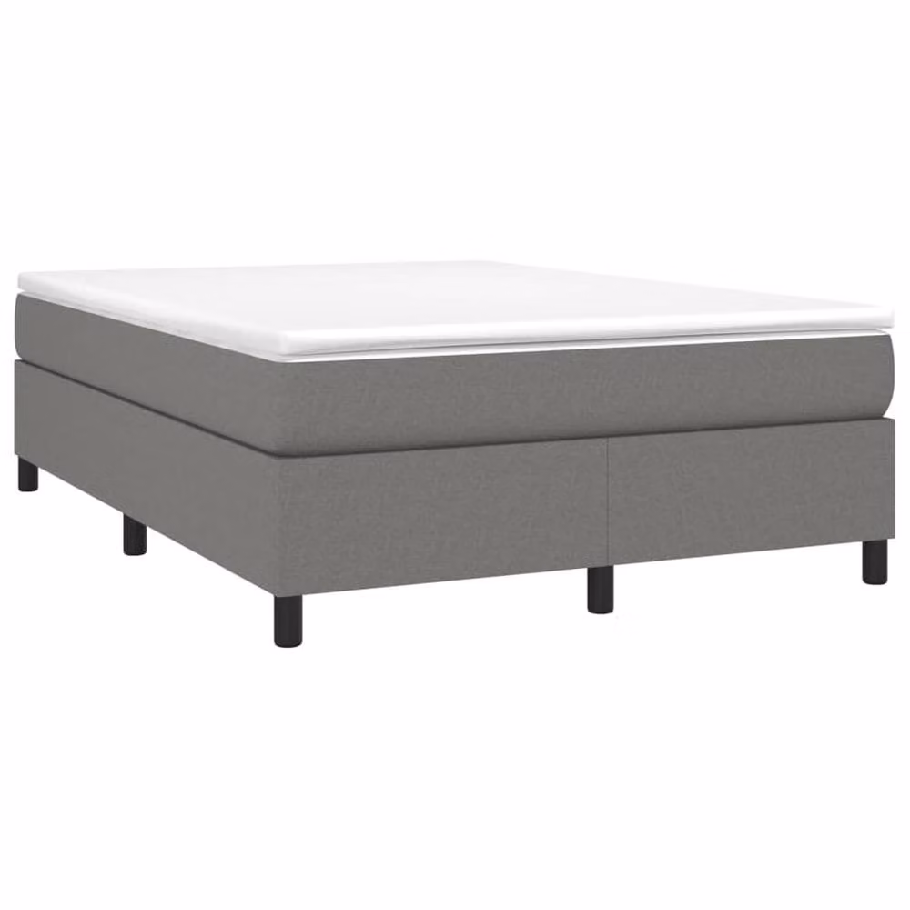 Berkfield Home Upholstered Box Spring Bed Frame in Grey, W: 135 cm, L: 190 cm – 3