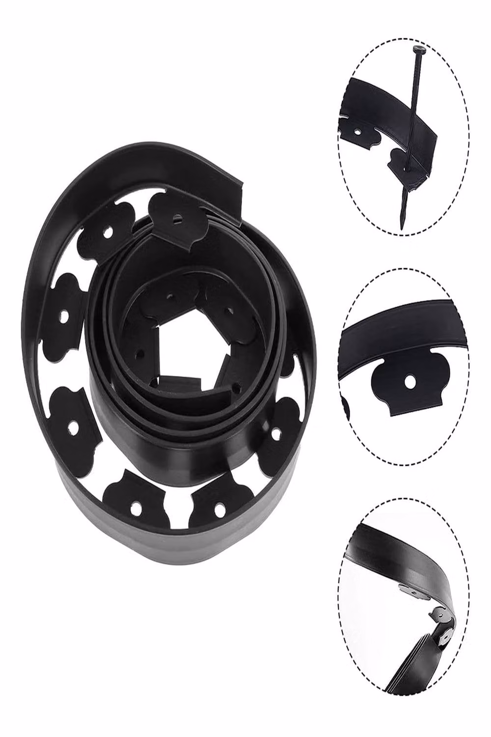 Garden Sanctuary No-Dig L-Shaped Garden Edging in Black with 30 Ground Pegs – 6