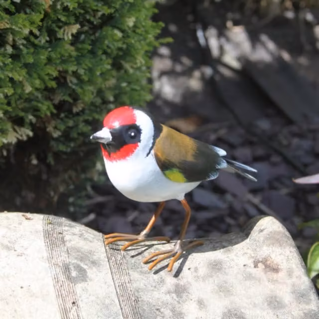 Betley Butterfly Metal Goldfinch Garden Ornament in Brown and Multicolour