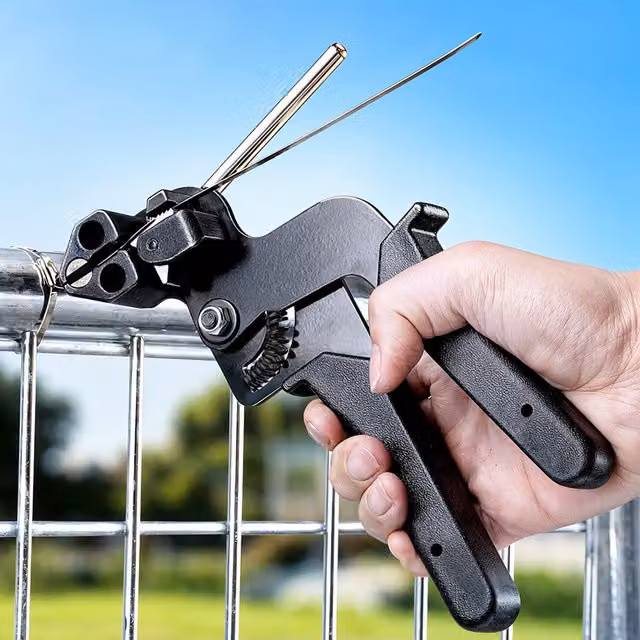 Livingandhome Stainless Steel Cable Tie Tensioning Tool in Black
