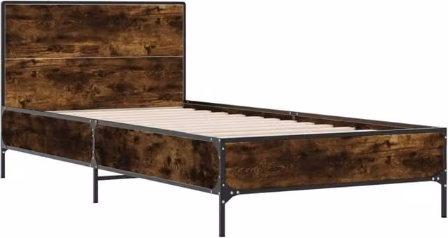 Berkfield Home Durable Small Single Bed Frame in Smoked Oak and Brown – 1