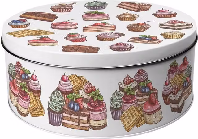 Purely Home Something Sweet Round Small Cake Tin, Multicoloured and White