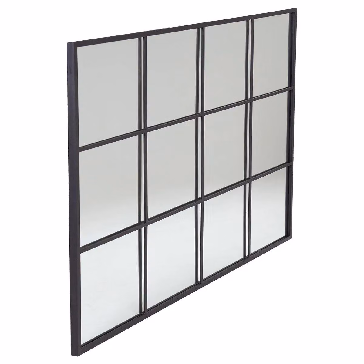 Charles Bentley Large Industrial Window Mirror in Black, W: 80 cm, H: 120 cm, D: 2.5 cm – 2