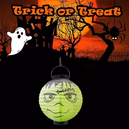 VFM e-Store Halloween Paper Lantern Pumpkin in Green, 20cm – 4