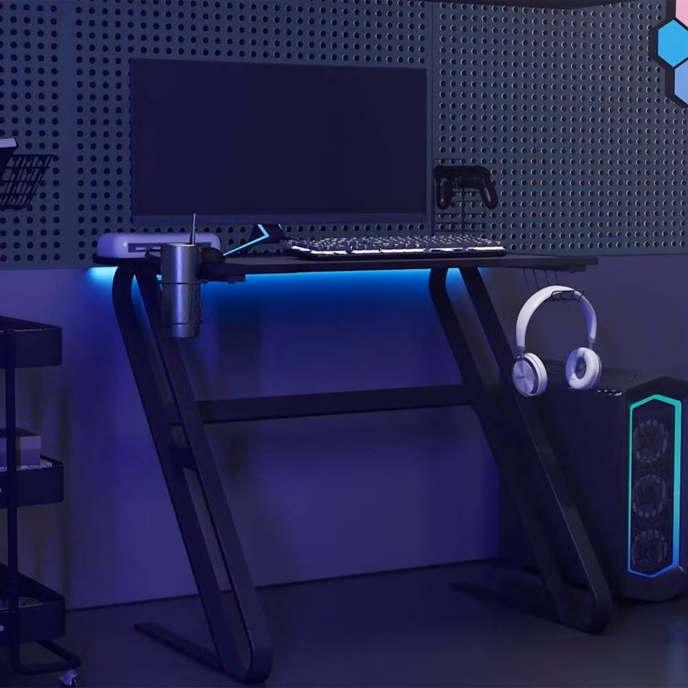 Berkfield Home Gaming Desk with ZZ Shape Legs, Black, W/D/H: 90 x 60 x 75 cm – 2