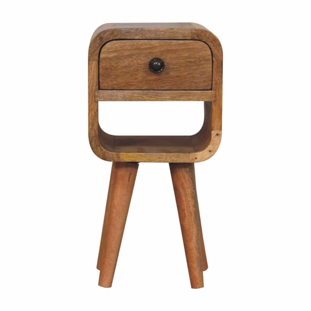 Wyld Haus Cagliari Small Curve Mango Wood Bedside Table, Brown – 2