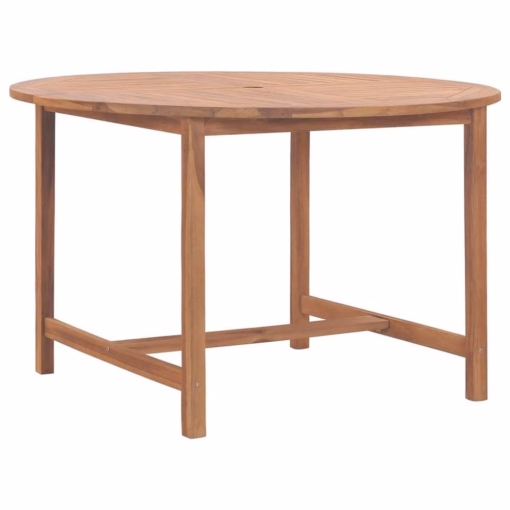 Berkfield Home Garden Solid Wood Teak Dining Table in Brown, Diameter: 110 cm, Height: 75 cm – 2