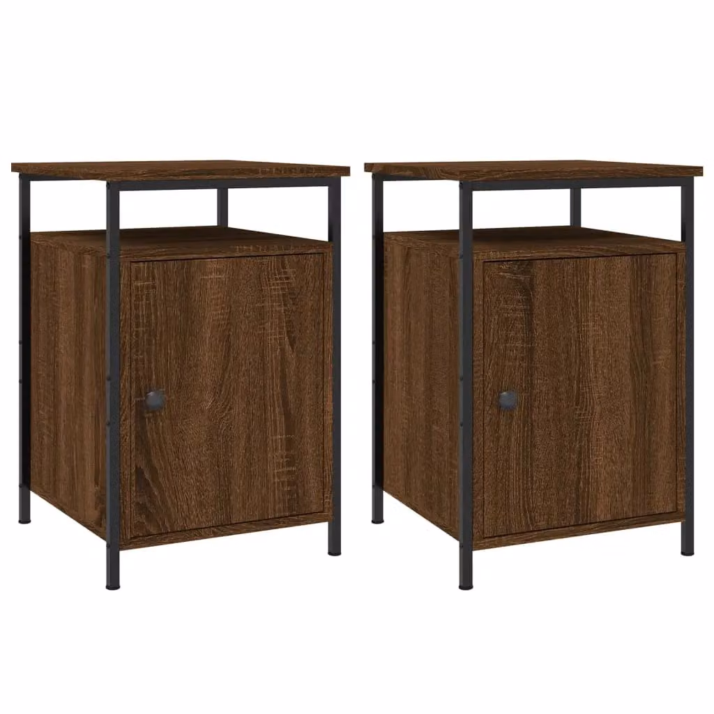 Berkfield Home Set of 2 Brown Oak Bedside Cabinets, W/D/H: 40 x 42 x 60 cm – 2