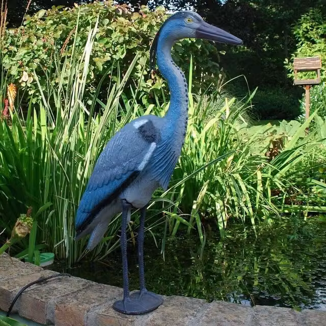 Garden Mile Grey and Blue Freestanding Plastic Garden Bird Decoys, Height: 73 cm, Width: 67 cm