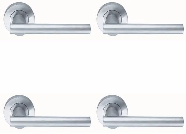 Loops 4x Pair Round Recessed Bar Handles with Round Rose Concealed Fix in Satin Chrome