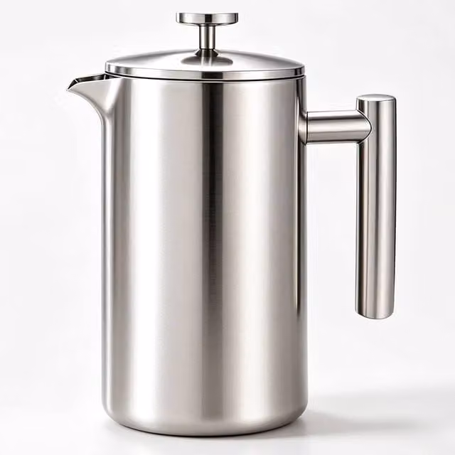 Crystals Stainless Steel French Press Coffee and Tea Filter Maker with Plunger, Metallic Silver, 800ml