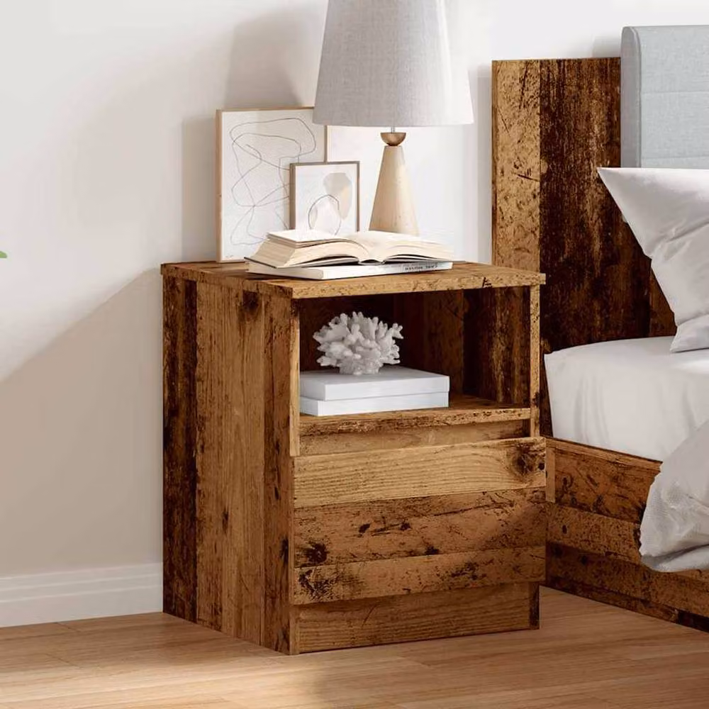 Berkfield Home Classic Bedside Cabinet in Brown Old Wood, W/D/H: 40 x 40 x 50 cm – 2