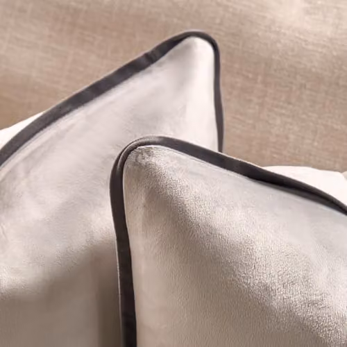 OHS 2 Pack Matte Velvet Piped Cushion Covers in Grey, W/D/H: 45 x 45 x 45 cm – 2