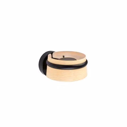 Faro Barcelona Loop Aplique Fresno LED Wall Light, Black Wood, Dimmable, 6W, 2700K, H: 41 cm, W: 15 cm, D: 15 cm