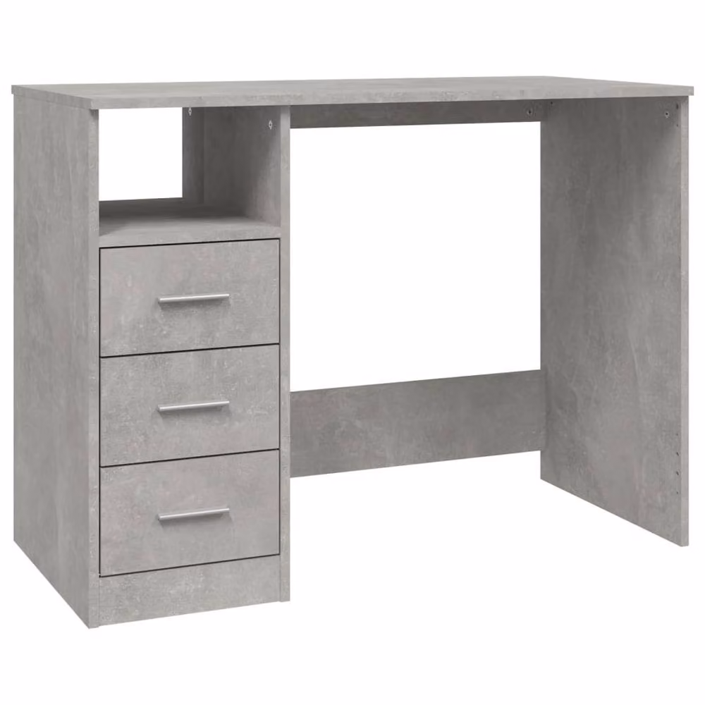 Berkfield Home Elegant Writing Desk with Drawers in Concrete Grey, W/D/H: 102 x 50 x 76 cm – 2