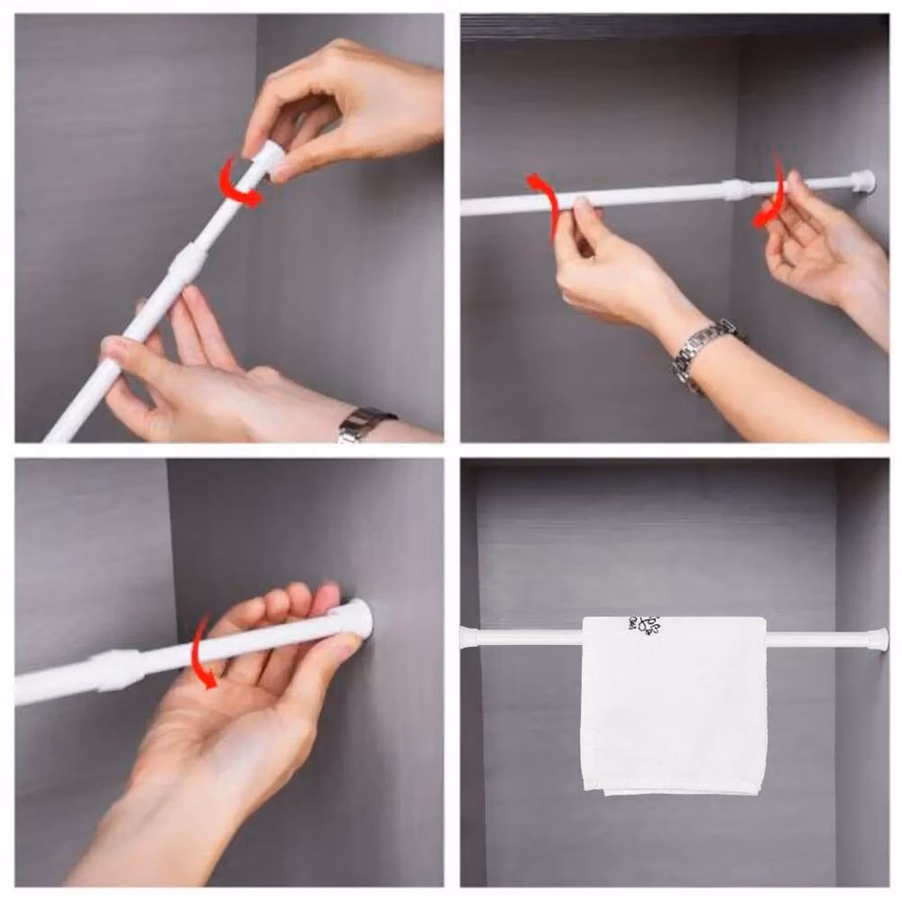 NESTLUNE White Extendable Spring Loaded Telescopic Curtain Rail, 109-190 cm – 3