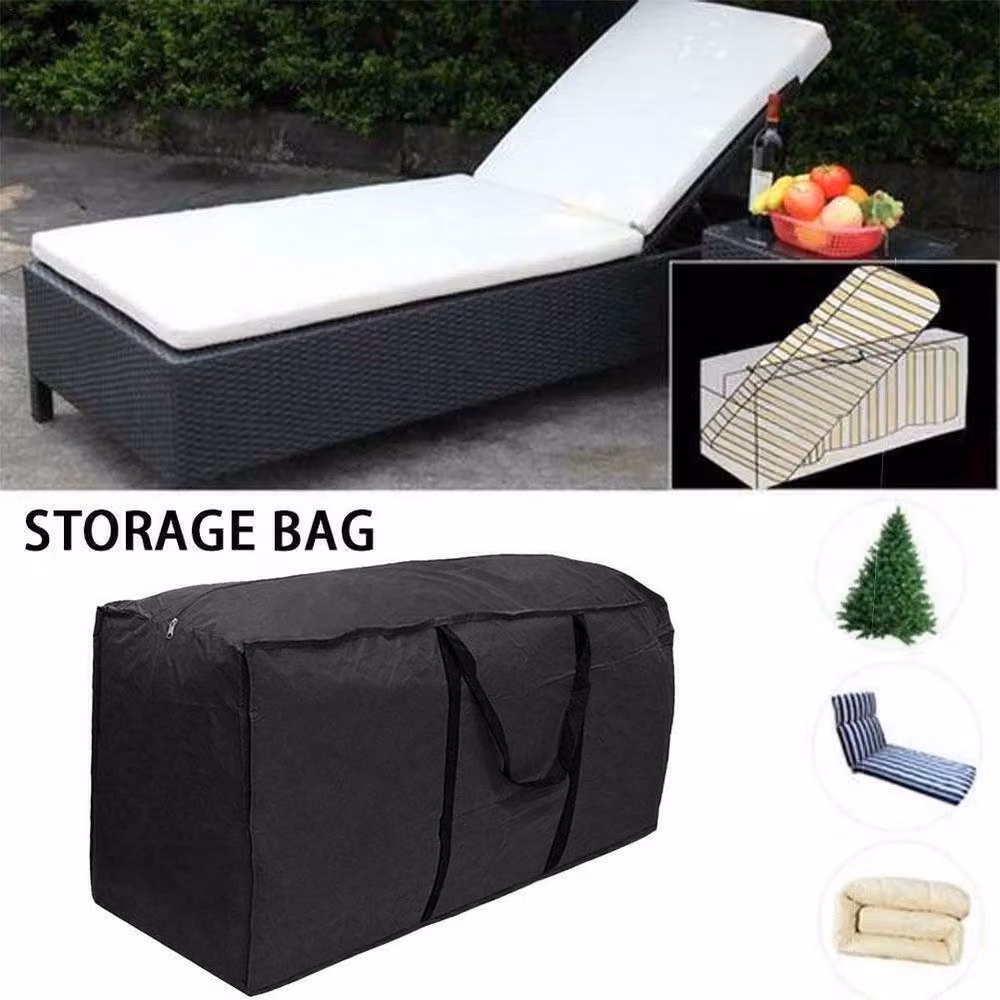 KORVIXA Zipped Garden Furniture Cushion Storage Bag in Black, 100 cm – 3
