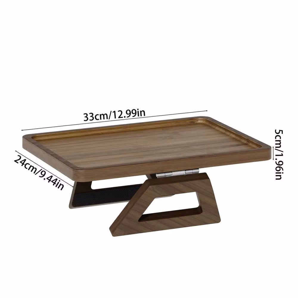 Kelvenix Brown Folding Bamboo Sofa Arm Tray with Anti-Slip Surface – 2