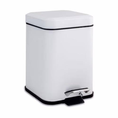 Harbour Housewares 3L Square Stainless Steel Pedal Bin with Removable Inner Bucket in White – 1