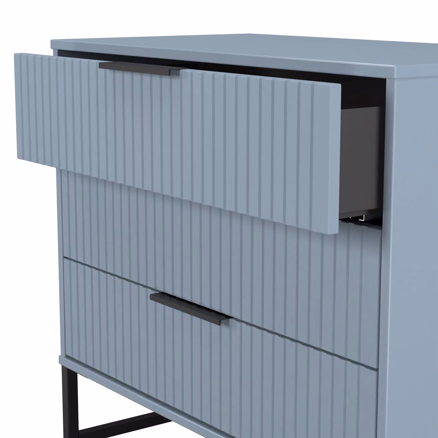 2 U Menai 3 Drawer Chest in Light Blue and Black with Matt Metal Finish – 3