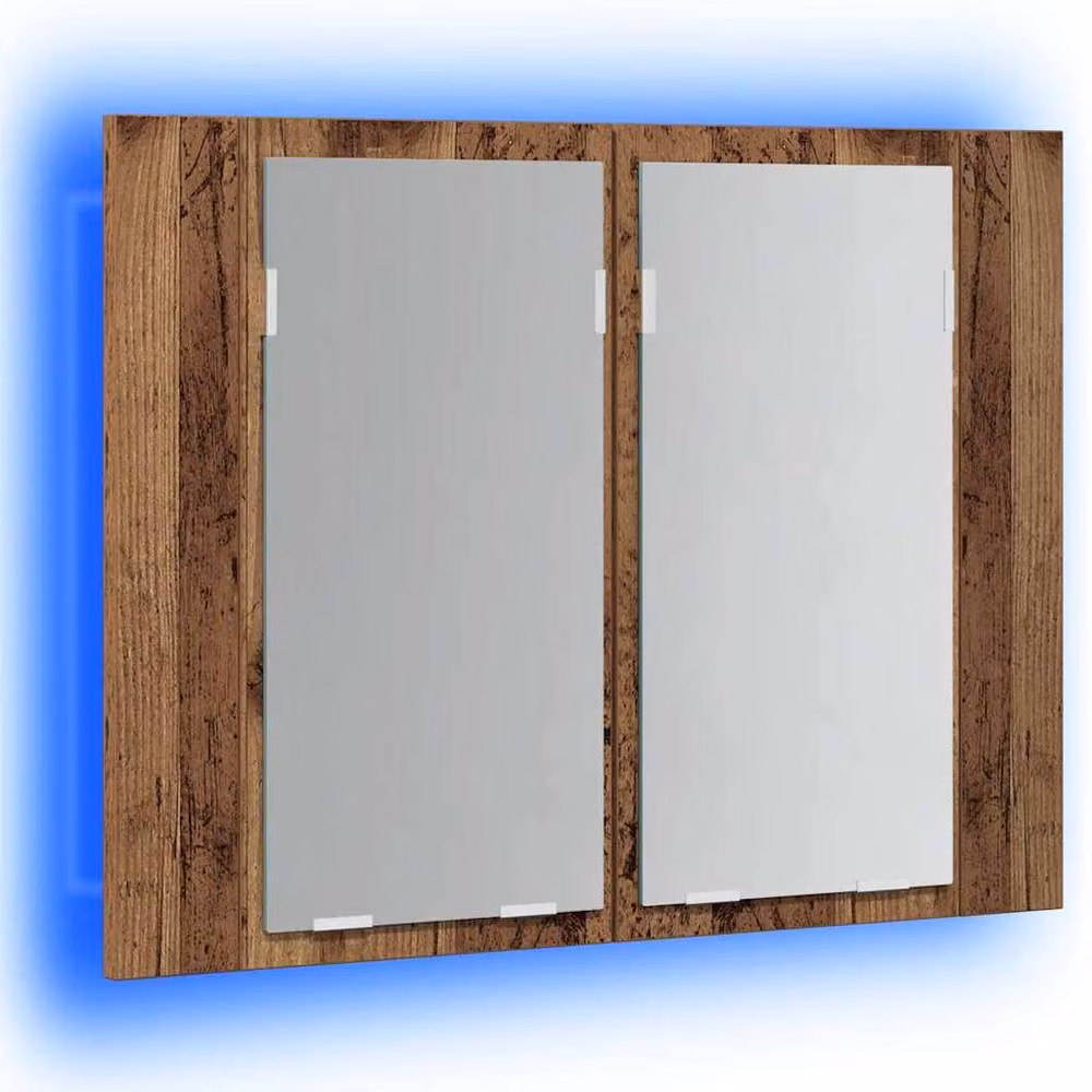 Berkfield Home LED Mirror Cabinet in Old Wood Brown, W/D/H: 60 x 12 x 45 cm – 3