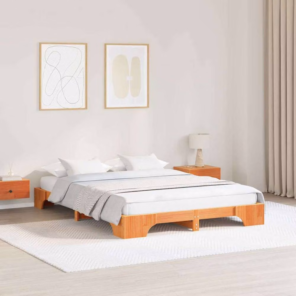 Berkfield Home Solid Pine Wood Bed Frame in Wax Brown, 160 x 200 cm – 2