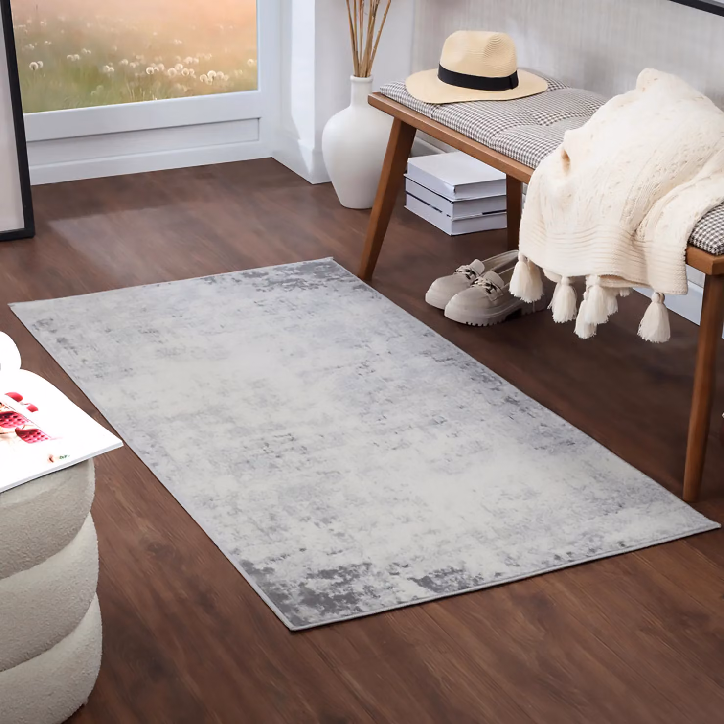 Livabliss Roma Abstract Modern Marble Rug in Grey, Blue and Brown, W: 200 cm, D: 275 cm – 4