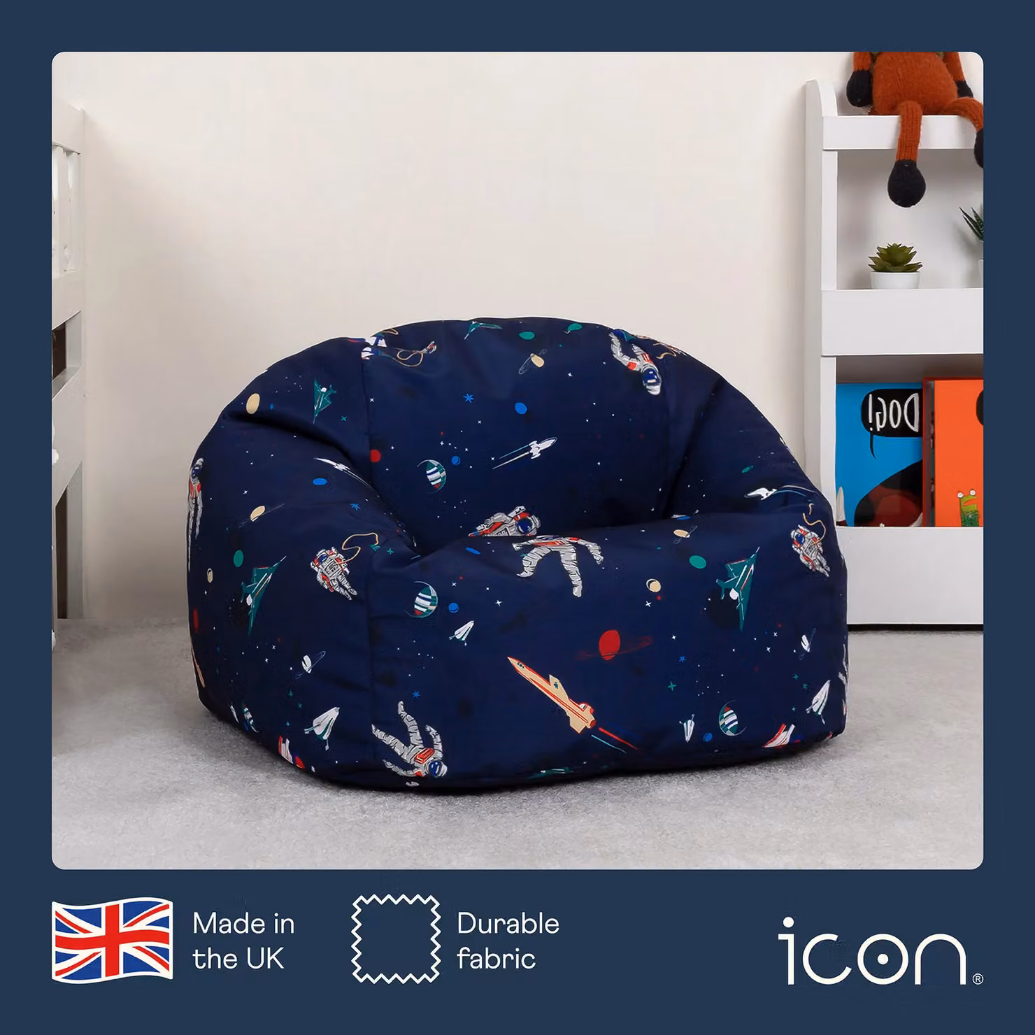 ICON Lost In Space Kids Bean Bag Chair in Navy Blue Fabric – 4