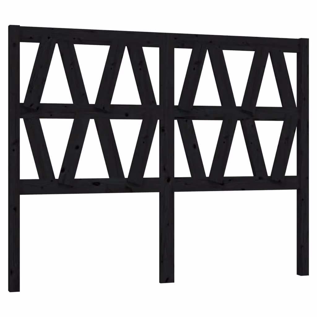 Berkfield Home Black Rustic Solid Pine Wood Bed Headboard W/D/H: 126 x 4 x 100 cm – 2