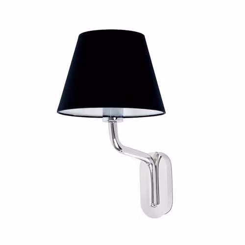 Netlighting Eterna Wall Light with Chrome Metal Base and Black Fabric Shade, E27