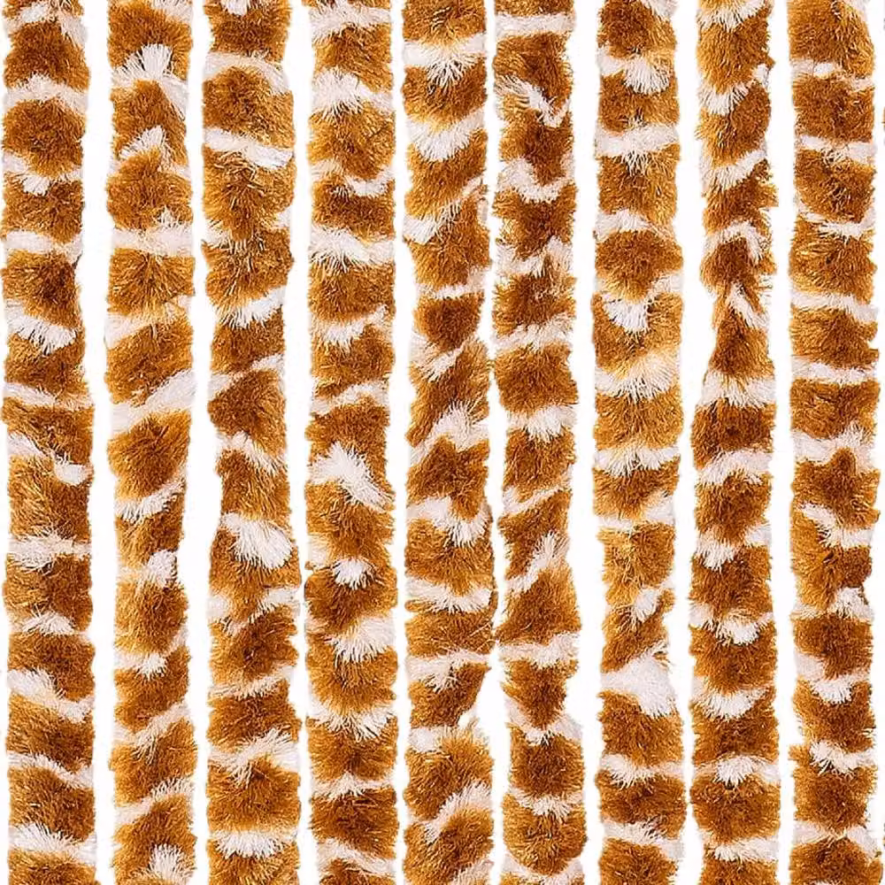 Berkfield Home Chenille Fly Curtain in Ochre and White, W: 118 cm, H: 220 cm – 4