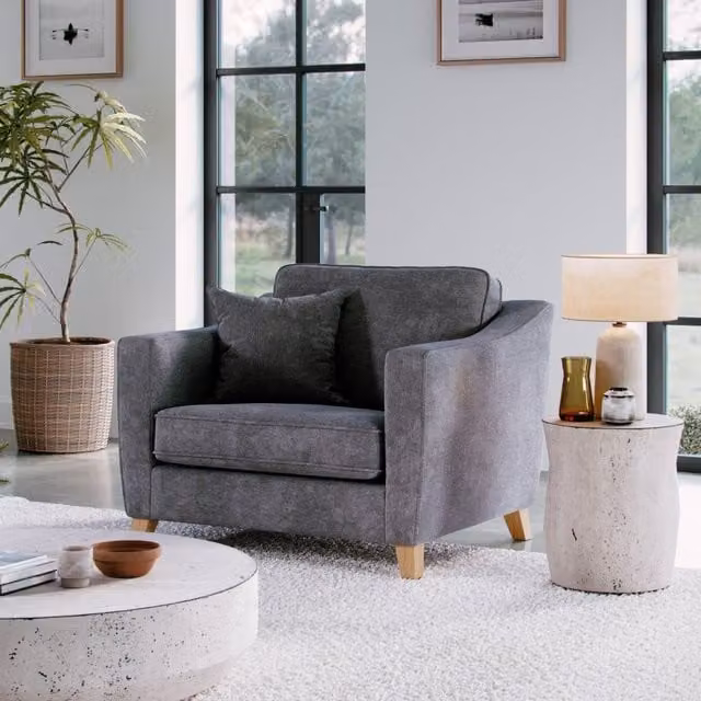 The Great Sofa Company Jackson Chenille Snuggle Chair in Grey – 1