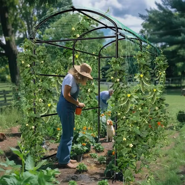 NESTLUNE Large U-Shape Garden Arch Cucumber Trellis Support in Black, W/D/H: 100 x 100 x 100 cm
