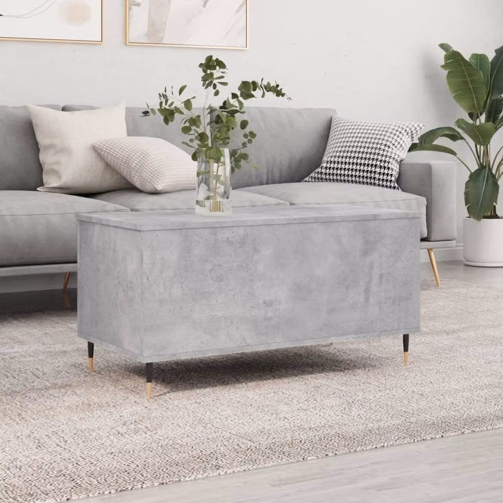 Berkfield Home Modern Rectangular Coffee Table in Grey with Lift Mechanism, W: 90 cm, D: 44.5 cm, H: 45 cm – 1