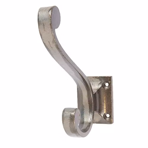 Hammer and Tongs Metal Wall Mounted Hat and Coat Hook in Grey and Gold, W: 3.5 cm, H: 10.5 cm, D: 2 cm
