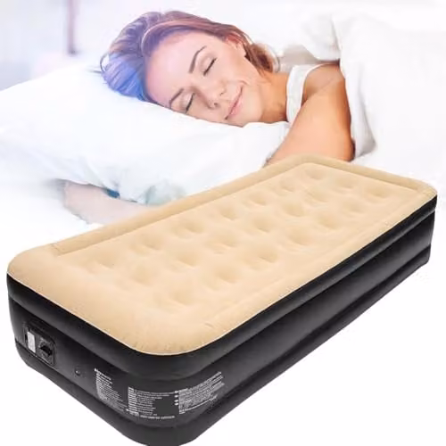Trendi Single High Inflatable Air Mattress with Built-In Pump, Beige, W: 96 cm, L: 195 cm, H: 46 cm – 3