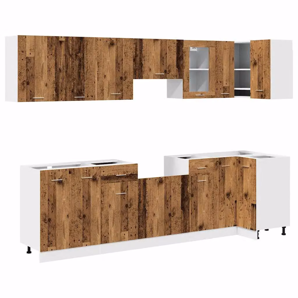 Berkfield Home 11 Piece Rustic Kitchen Cabinet Set in Brown Engineered Wood – 2