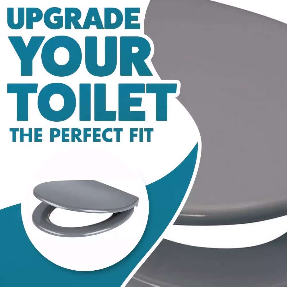 Marco Paul Grey Wooden Oval Toilet Seat with Chrome Fittings, 45.72 cm – 3