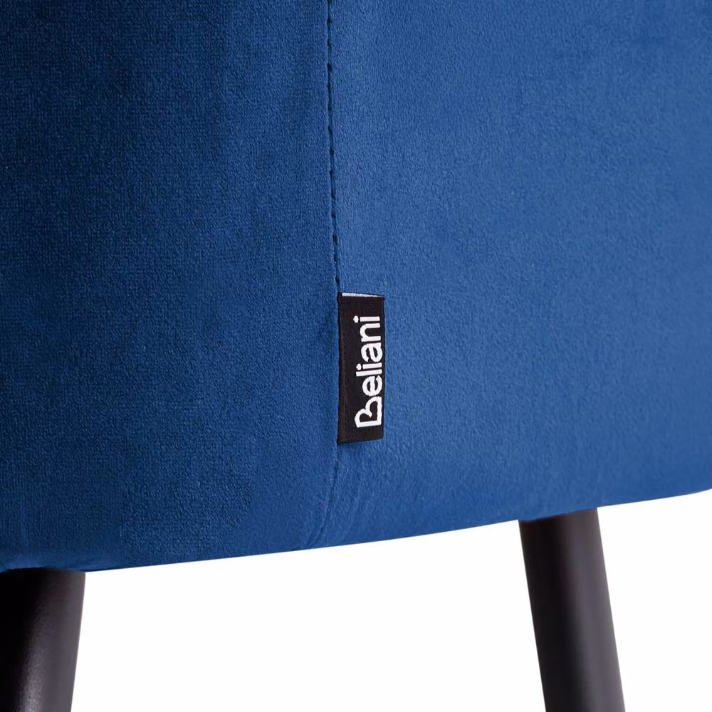 Wyld and Coco Noble Navy Blue Velvet Bar Chair Set of 2 with Armrests and Cut Out Backrest – 5