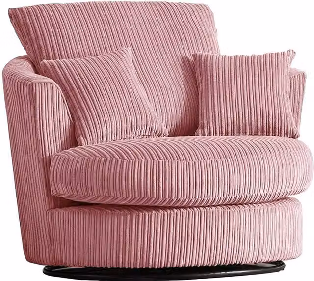 Furnishings For Less UK Luxor Pink Jumbo Cord 360 Degree Swivel Single Seater Chair – 1