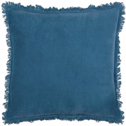 Furn Gracie Blue Cotton Velvet Fringed Square Cushion W/D/H: 45 x 45 x 45 cm – 2